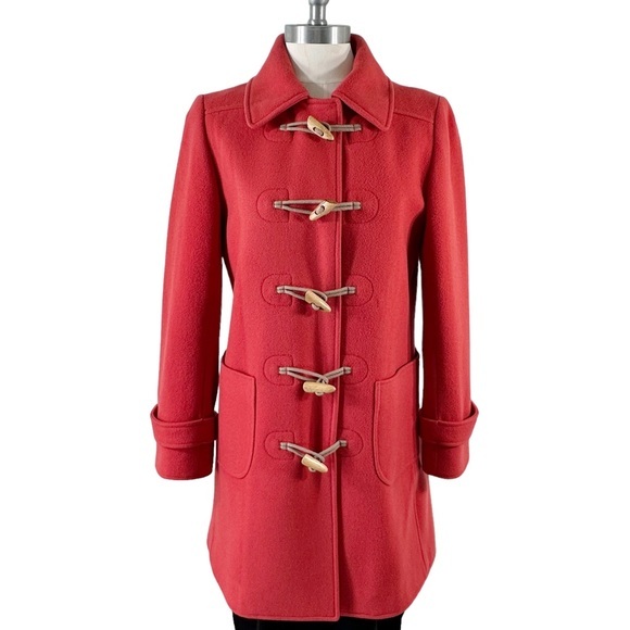J. Crew Toggle Coat Wool Blend Red Size 6 - Picture 1 of 11